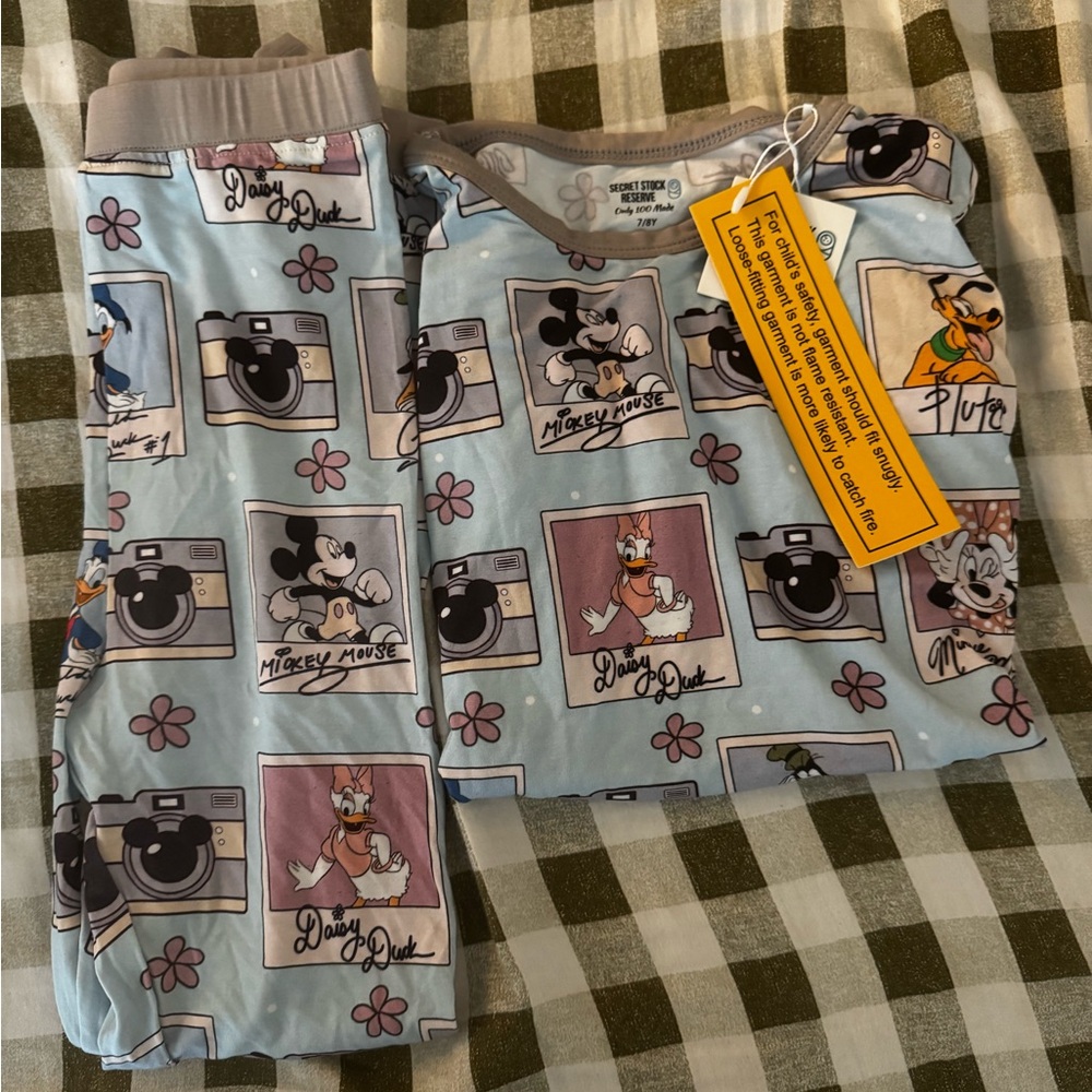 Bamboo Kids Pajama Set - Light Blue with Cartoon Prints
